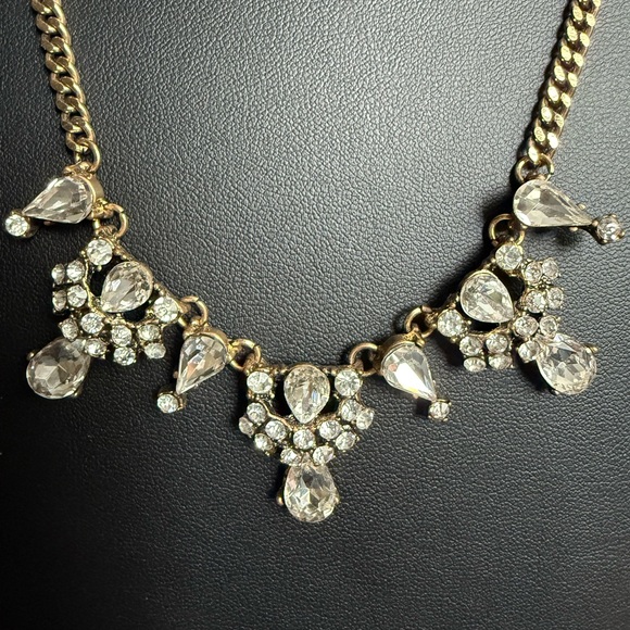 Gold Tone Necklace with Prong Set Crystals - Picture 7 of 14
